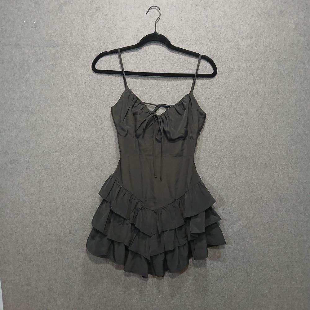 Ruffle Fairy Mini Dress S Tie Back Coquette Goth Dark Feminine Witch Y2K